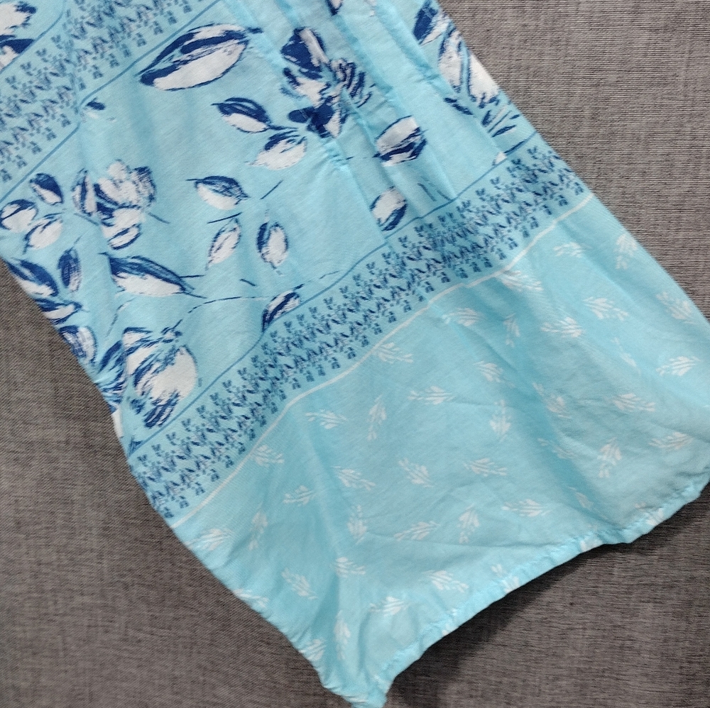 Style & Co. Floral Babydoll Top Women's M Blue Cottagecore Peasant Retro Y2K - Picture 3 of 8